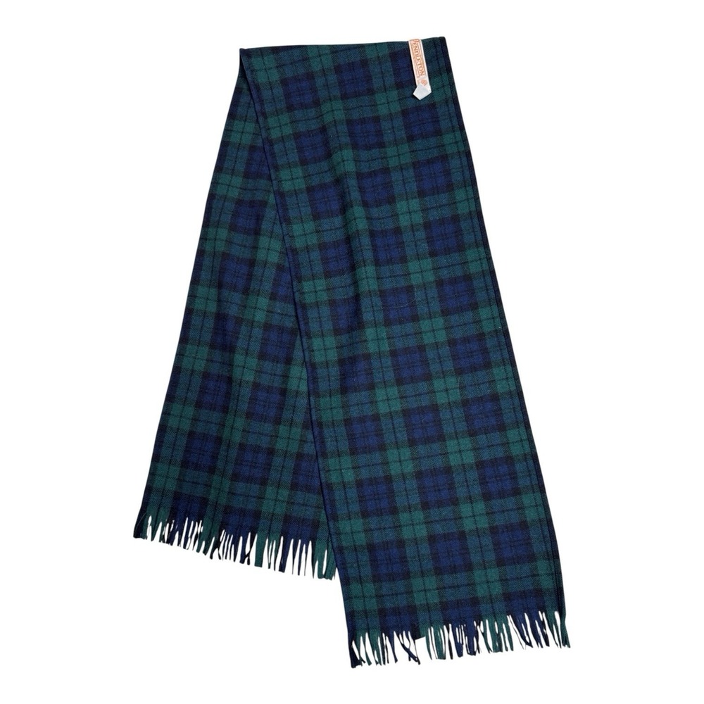 Pendleton Virgin Wool Scarf Black Watch Tartan Dark Blue & Green